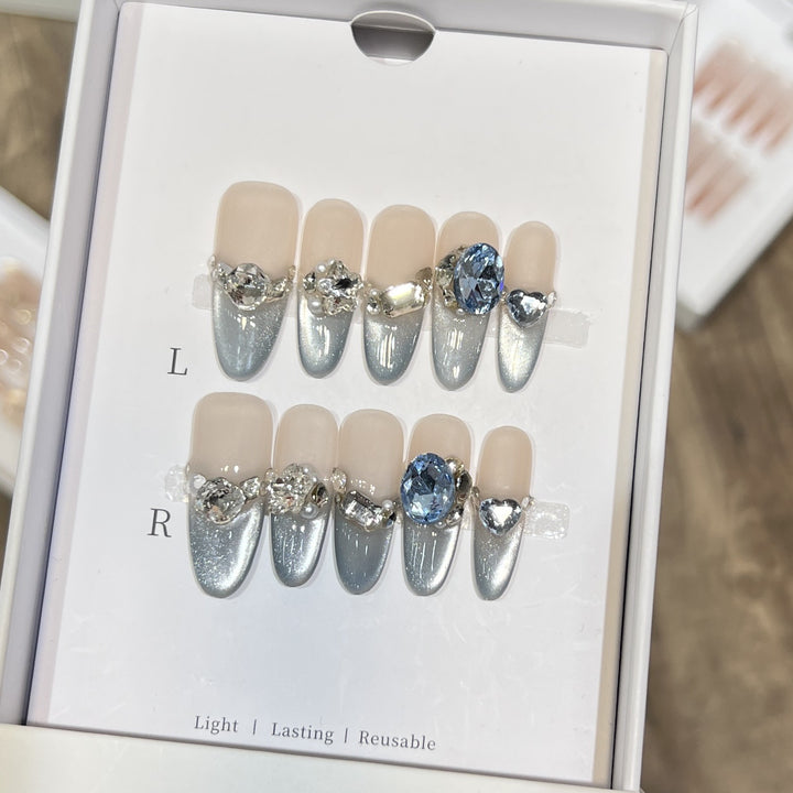 Decorative Stiletto Press-On Nails with Crystal Accents Stornfield