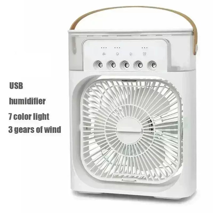 Unisex One Size USB humidifying portable fan with three speed settings, seven-color mood light, removable water tank and sturdy carrying handle Stornfield