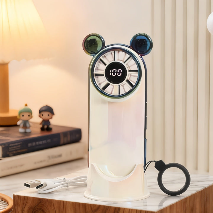 Women's Portable Mini Fan with Digital Display and Animal Ears Stornfield