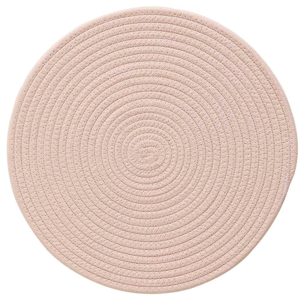 Braided round table mat made of cotton rope and sea grass with spiral structure Stornfield
