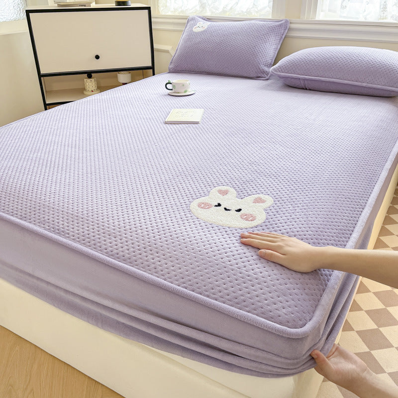 Plush Quilted Mattress Topper with Embroidered Puppy