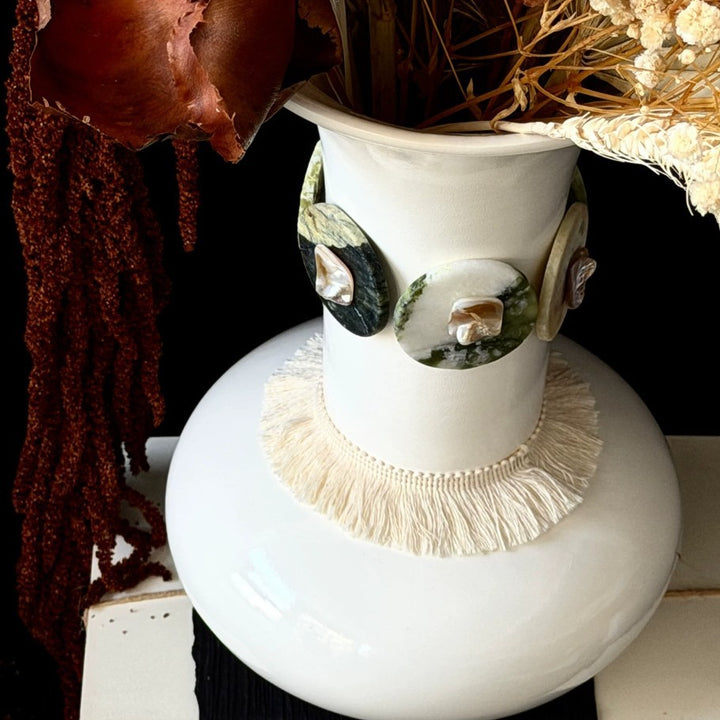 Decorative Rope Edge Clay Vase