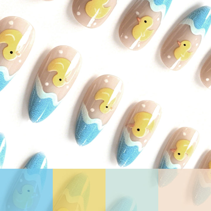 Whimsical Duck-Themed Acrylic Nail Art Enhancements Stornfield