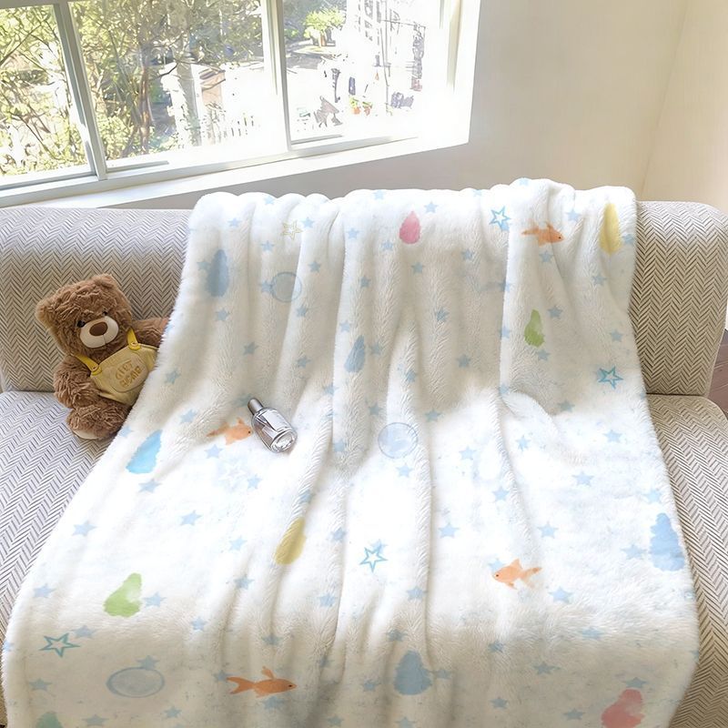 Soft Fish Patterned Fleece Blanket