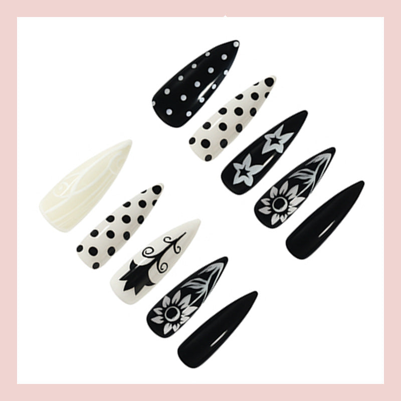Acrylic Nail Set with Stylish Graphic Patterns Stornfield