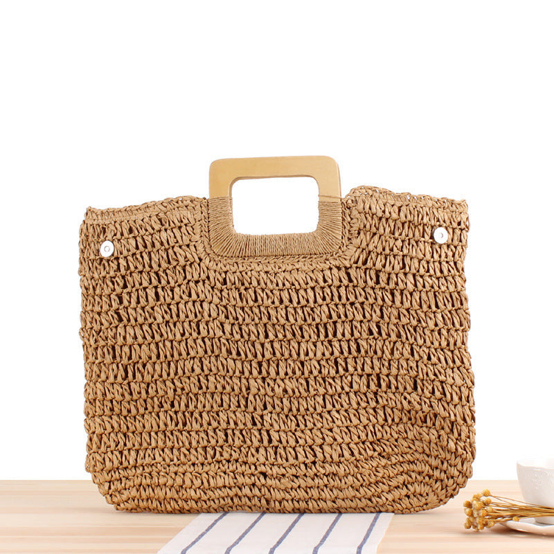 Macrame Tote Bag with Elegant Wooden Handle Stornfield