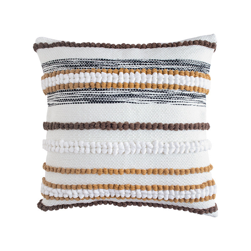 Rectangular decorative lumbar pillow with typographic jacquard pattern Stornfield
