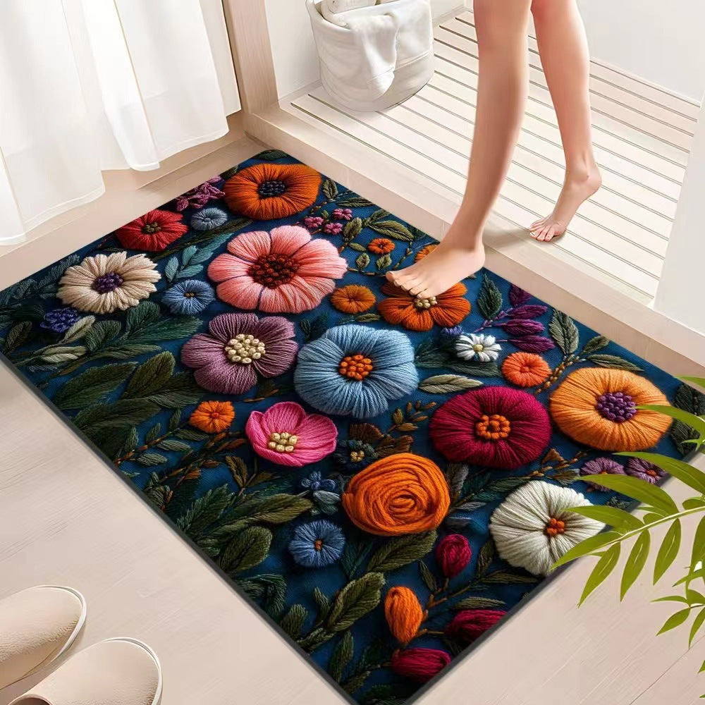 Floral Textured Indoor Mat Stornfield