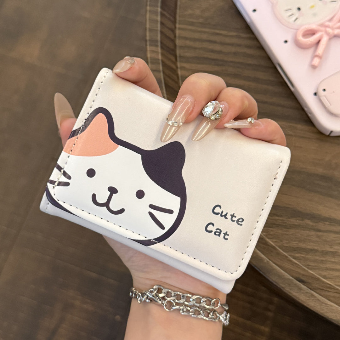 Cute Cat-Themed Zippered Wallet