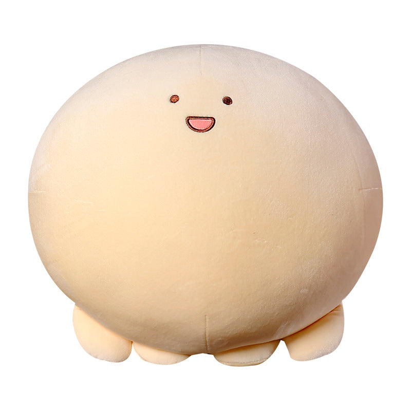 Plush Round Chubby Character Cushion with Short Limbs and Embroidered Smile Stornfield