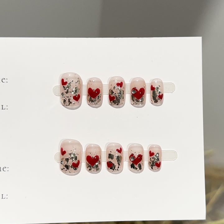 Romantic Heart-Design Press-On Nail Set