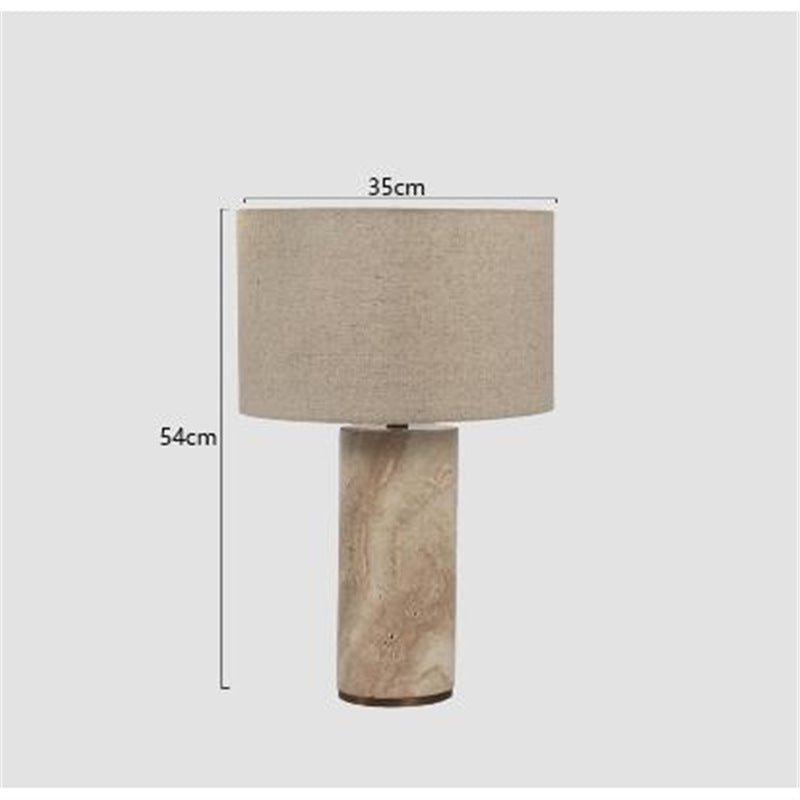 Minimalist Stone Table Lamp with Linen Shade