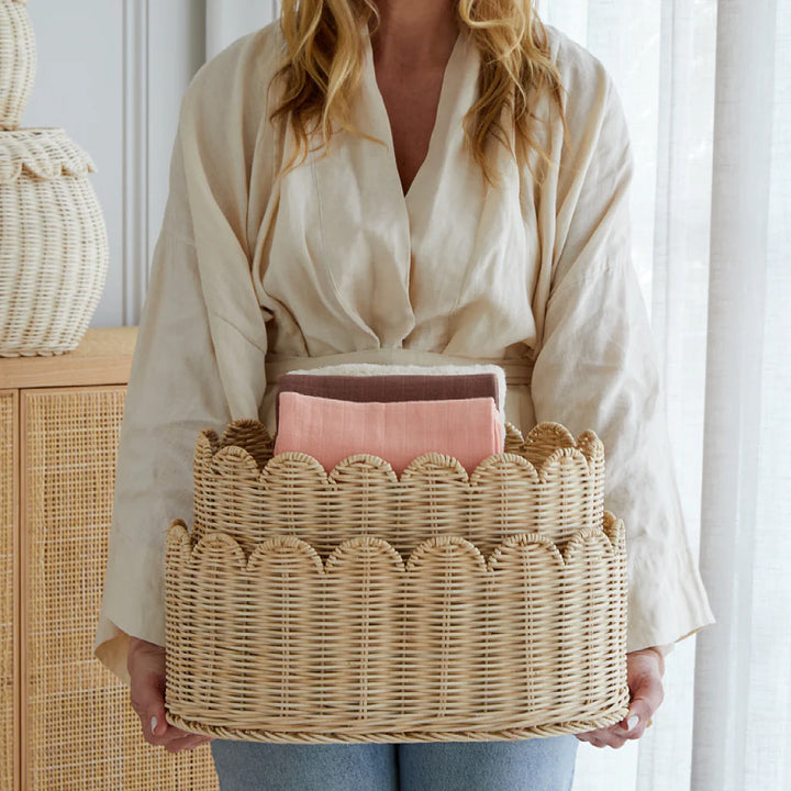Decorative Scalloped Woven Storage Basket Stornfield 1787892970