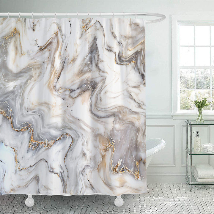 Elegant Marble-Patterned Shower Curtain Stornfield