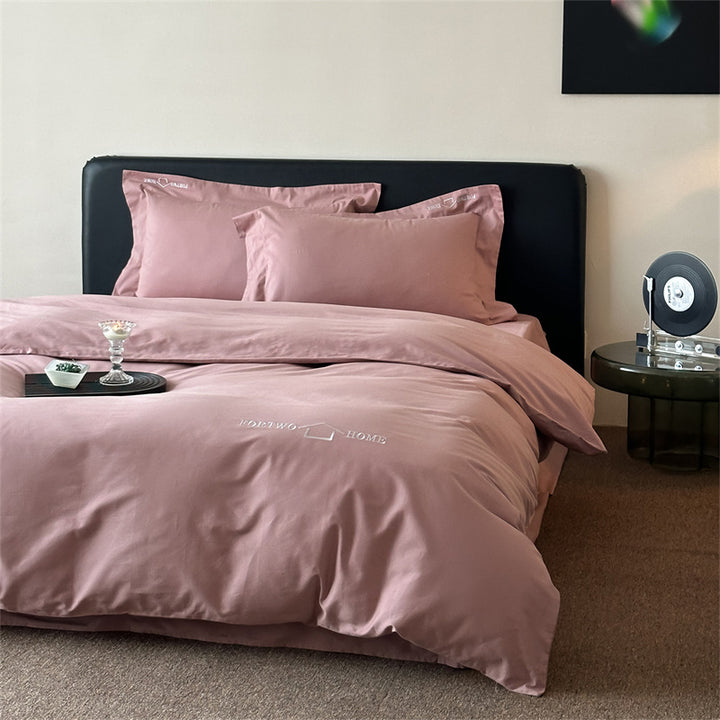 Luxury Cotton Sateen Duvet Cover Set with Discreet Embroidered Home Logo