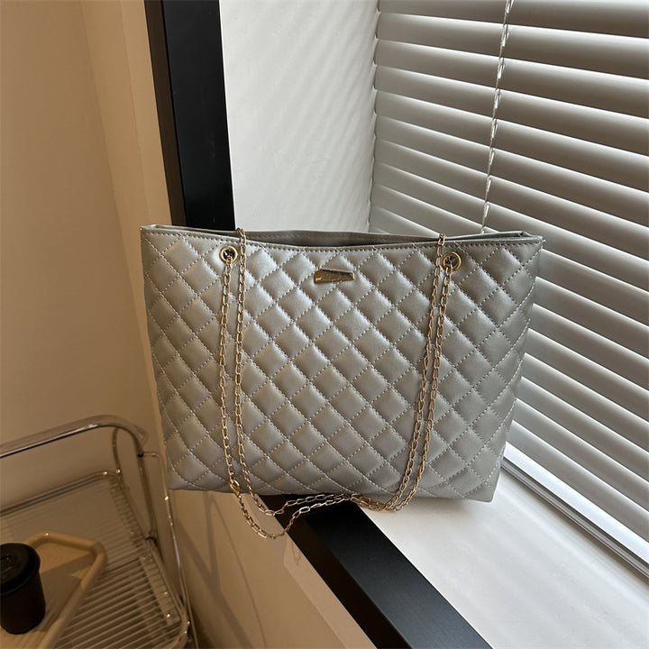 Quilted Chain-Handle Handbag