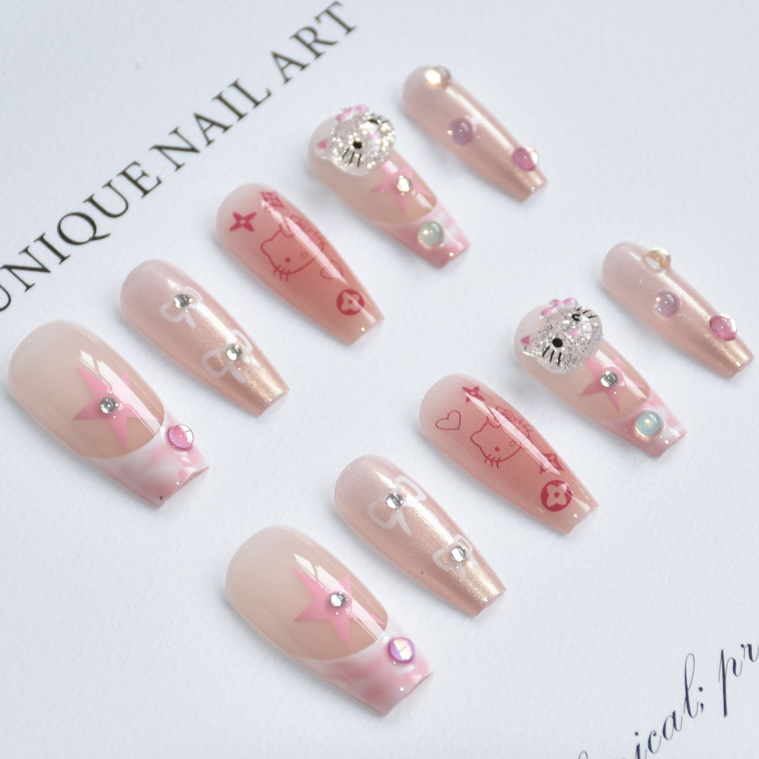 Whimsical Cartoon-Themed Press-On Nail Art Stornfield