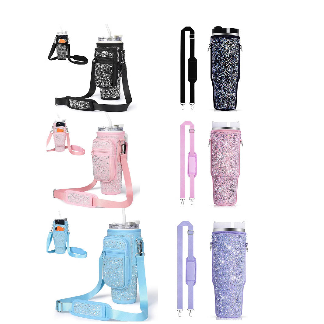Ladies drinking bottle cover with sparkling rhinestones Stornfield