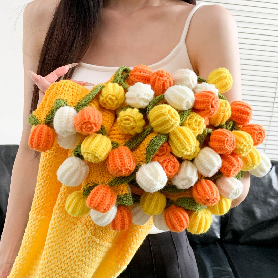 Elegant Handmade Flower Knitted Blanket Stornfield