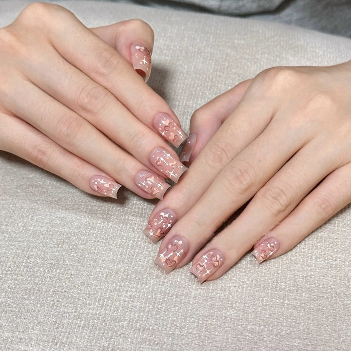 Heart-Embellished Press-On Nail Set