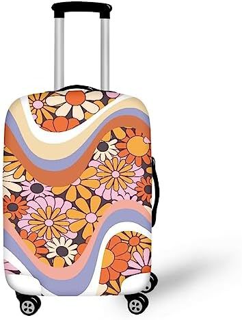 Unisex nano elastic suitcase cover with horse and sunflower motif, stretchable stretch protection for hard shell trolley with zipper Stornfield