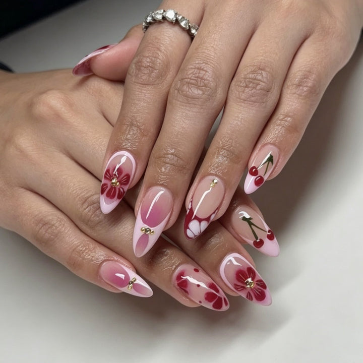 Artistic Floral Gel Nail Art