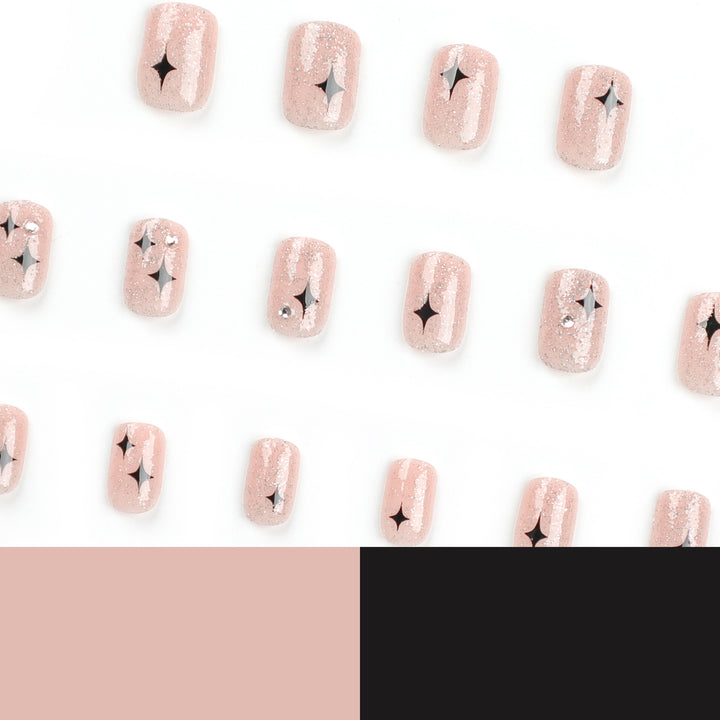 Artful Nail Extensions with Glitter and Star Pattern Stornfield