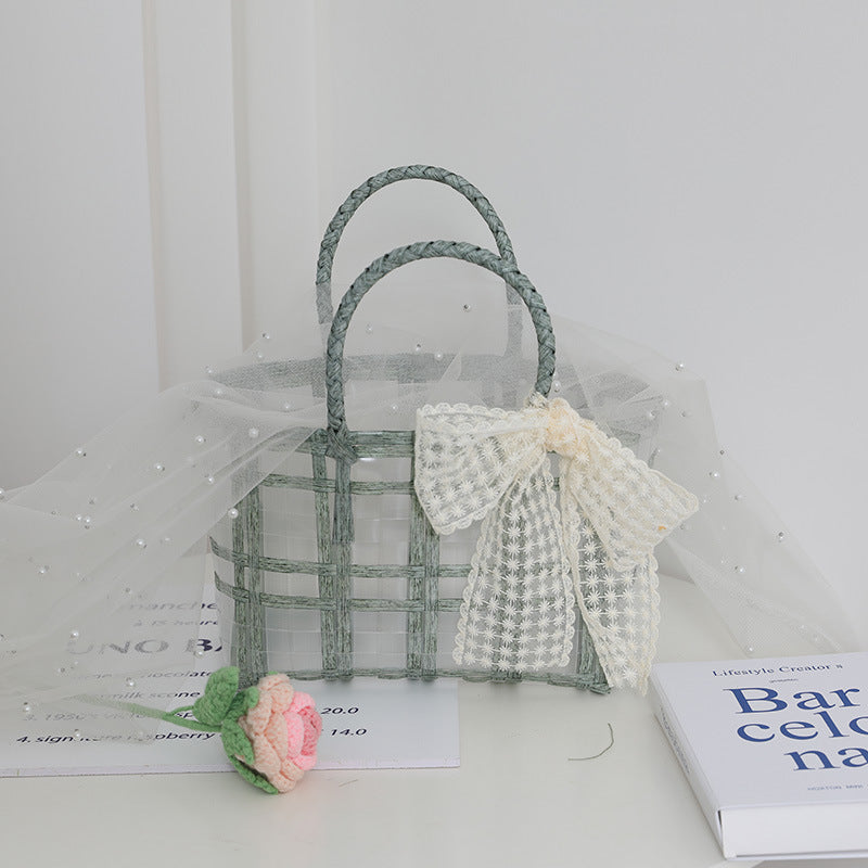 Handcrafted basket bag with elegant bow applique Stornfield