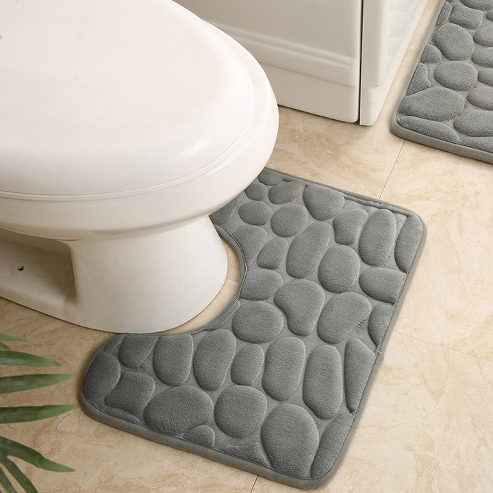 Textured Stone Pattern Bath Mat Set Stornfield