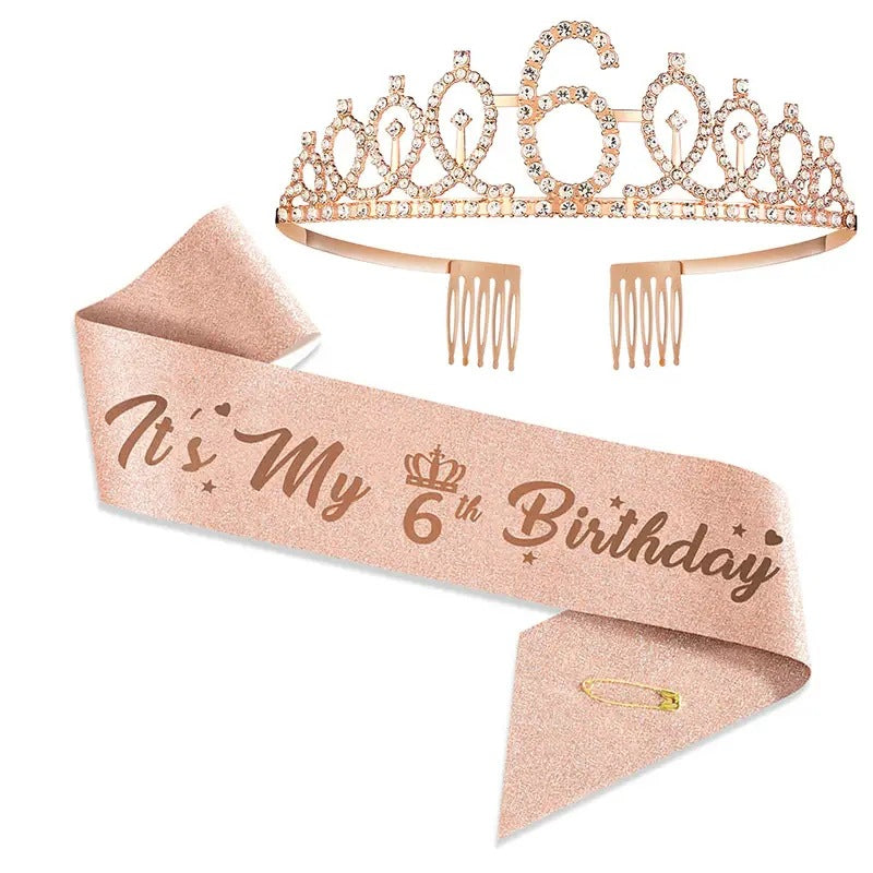 Women Glittering Tiaras with Festive Birthday Banner Stornfield