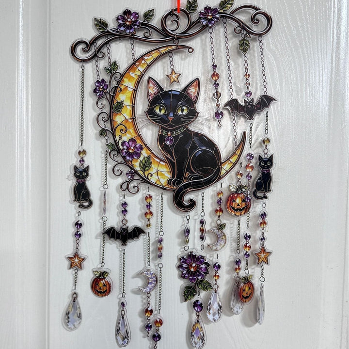 Colorful skull wall decoration in the Day of the Dead style with acrylic beads and crystal pendants