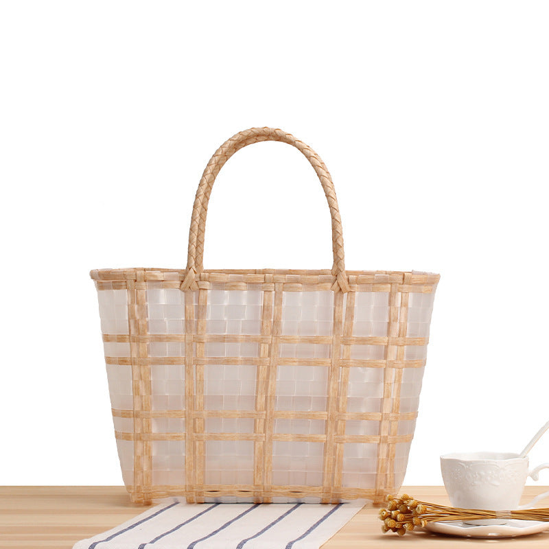 Modern basket bag with refined stripes Stornfield