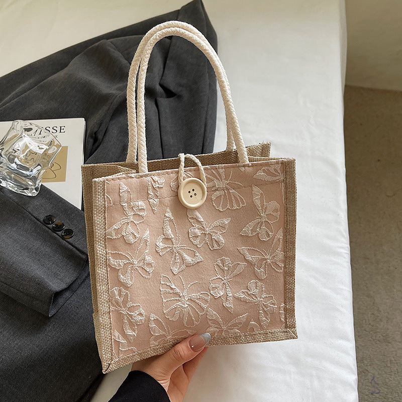 Butterfly Embroidered Fabric Tote