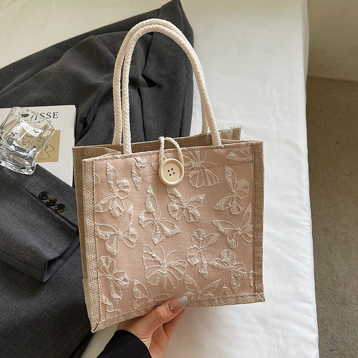Butterfly Embroidered Fabric Tote