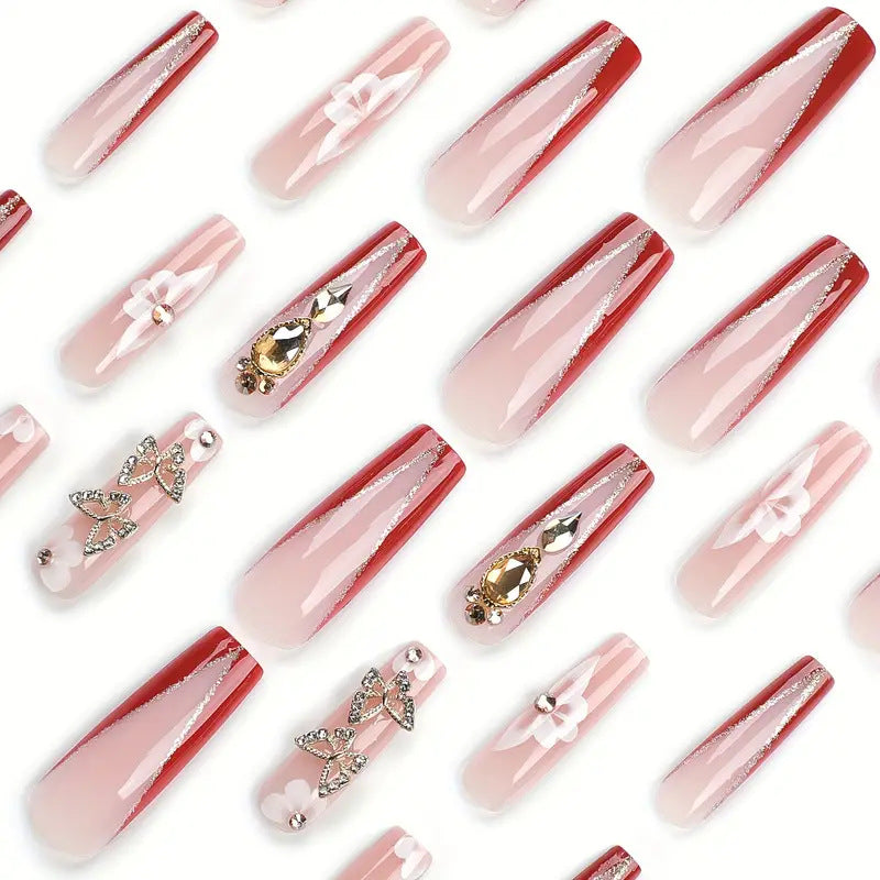 Glamorous Decorative Long-Length Press-On Nails Stornfield
