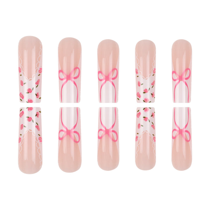 Floral Bow-Embellished Press-On Nail Set Stornfield