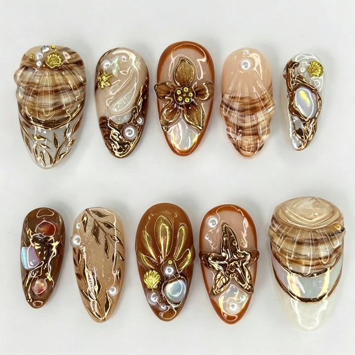 Artistic Nail Tips with Maritime Elements Stornfield