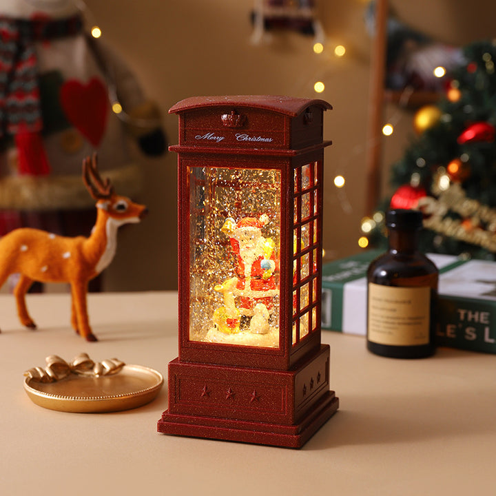 Illuminated Christmas lantern with snow and Christmas motif Stornfield