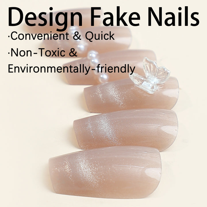 Acrylic nail set with elegant rhinestone decorations Stornfield