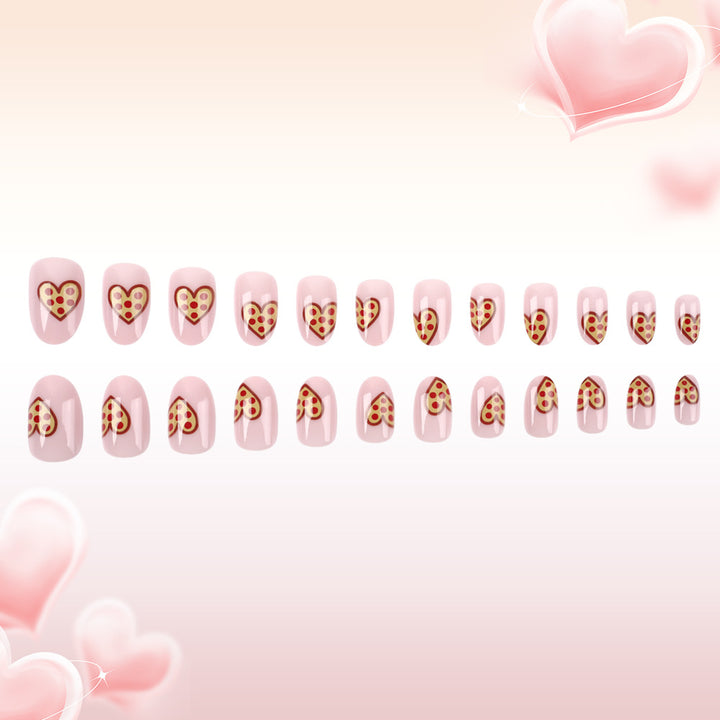 Whimsical Pizza Heart Press-On Nail Art Stornfield