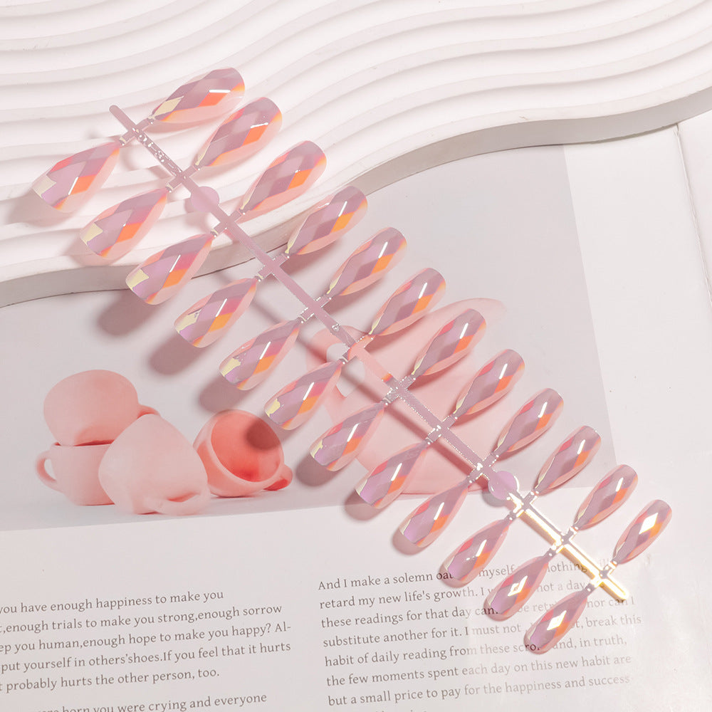 Artistic Press-On Nail Set with Geometric Design Stornfield