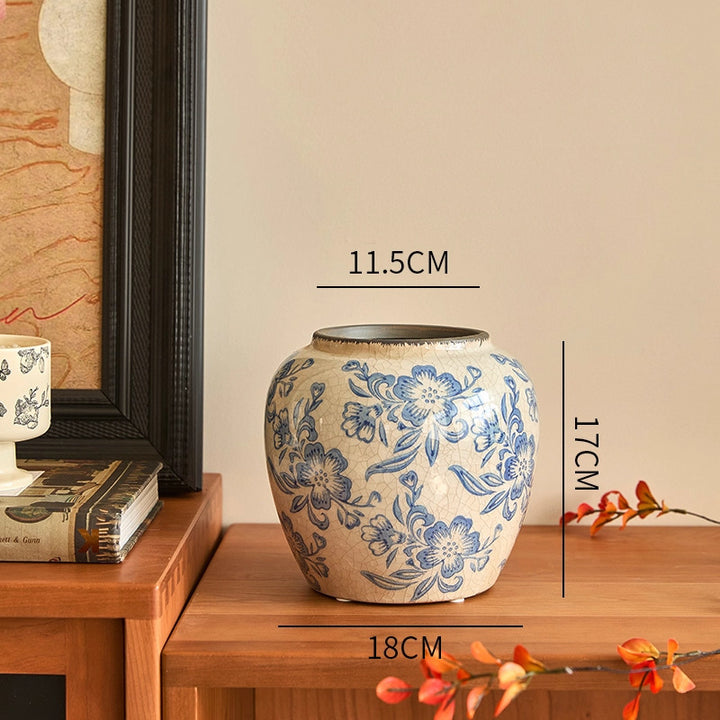 Floral-Patterned Decorative Ceramic Vase
