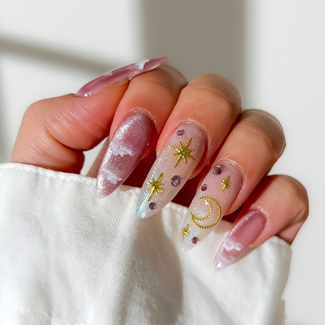 Celestial Themed Press-On Nail Art Stornfield