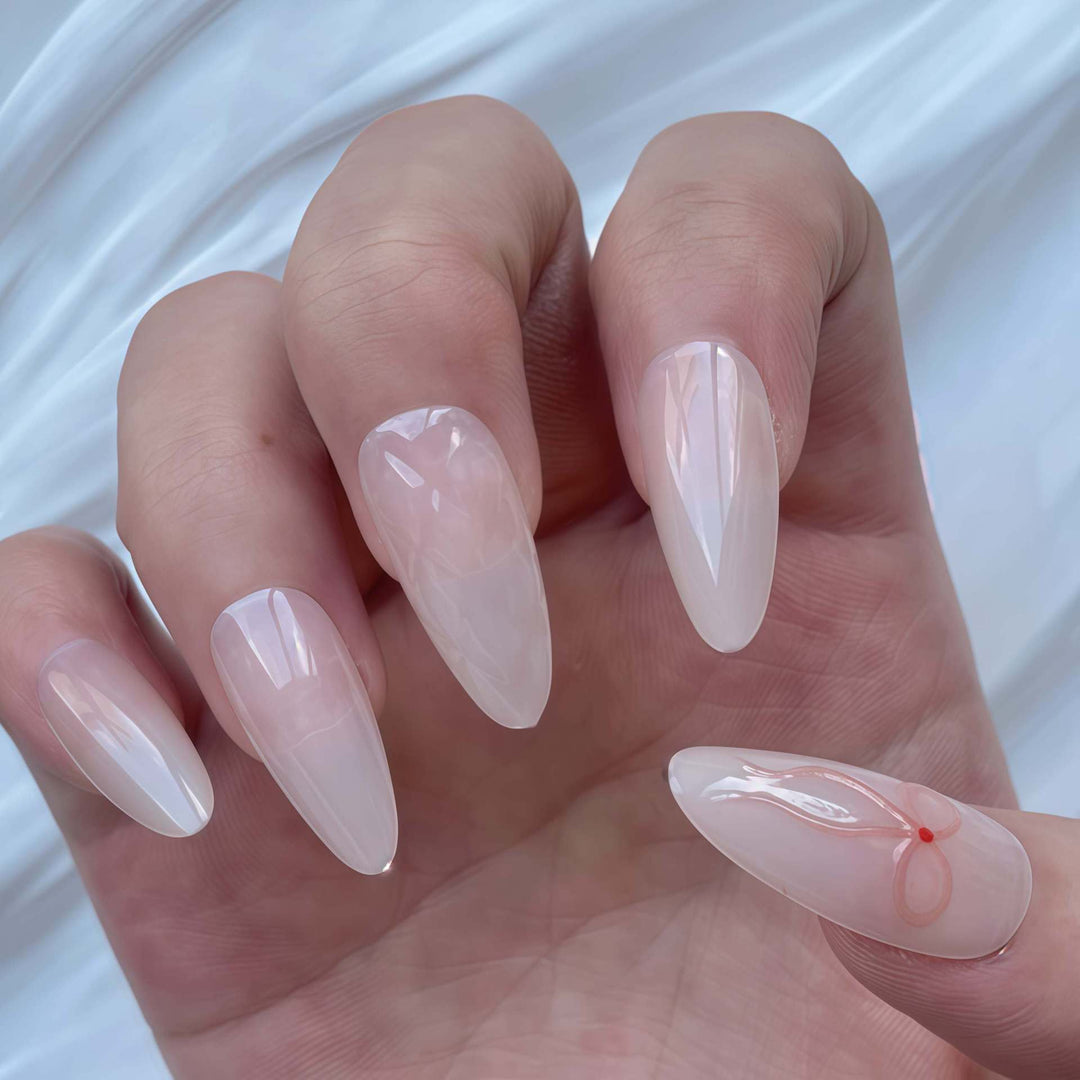 Decorative Press-On Nail Art Set with Bow Highlights Stornfield