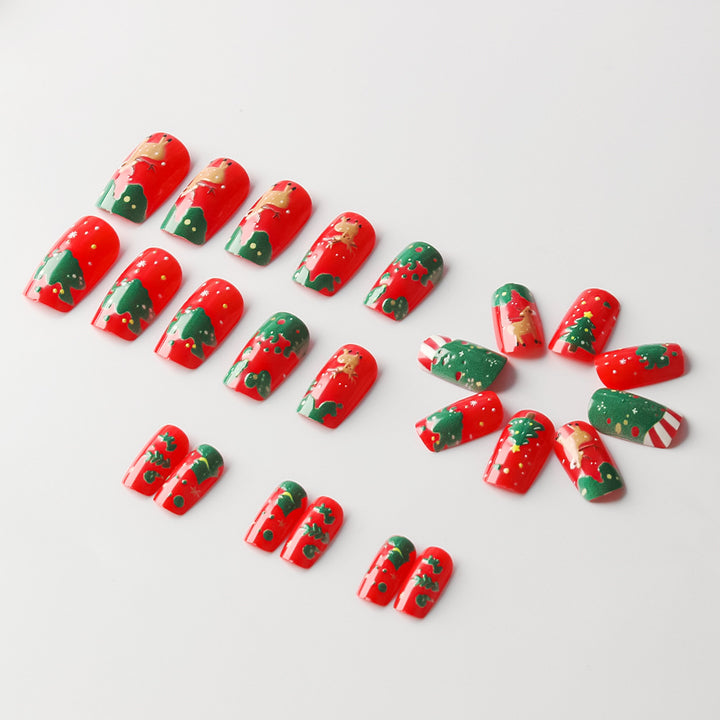 Festive Holiday-Themed Acrylic Press-On Nails Stornfield