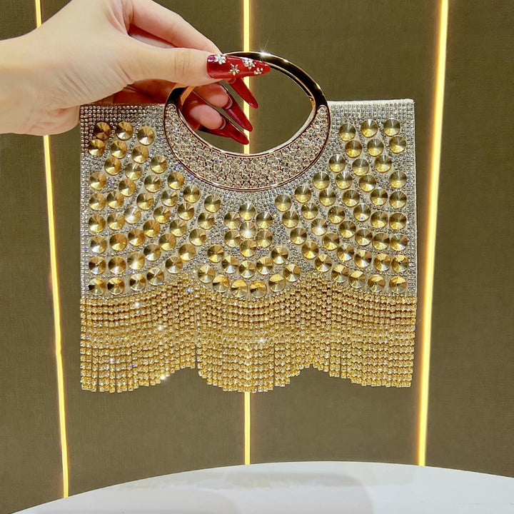 Rhinestone Fringe Evening Clutch