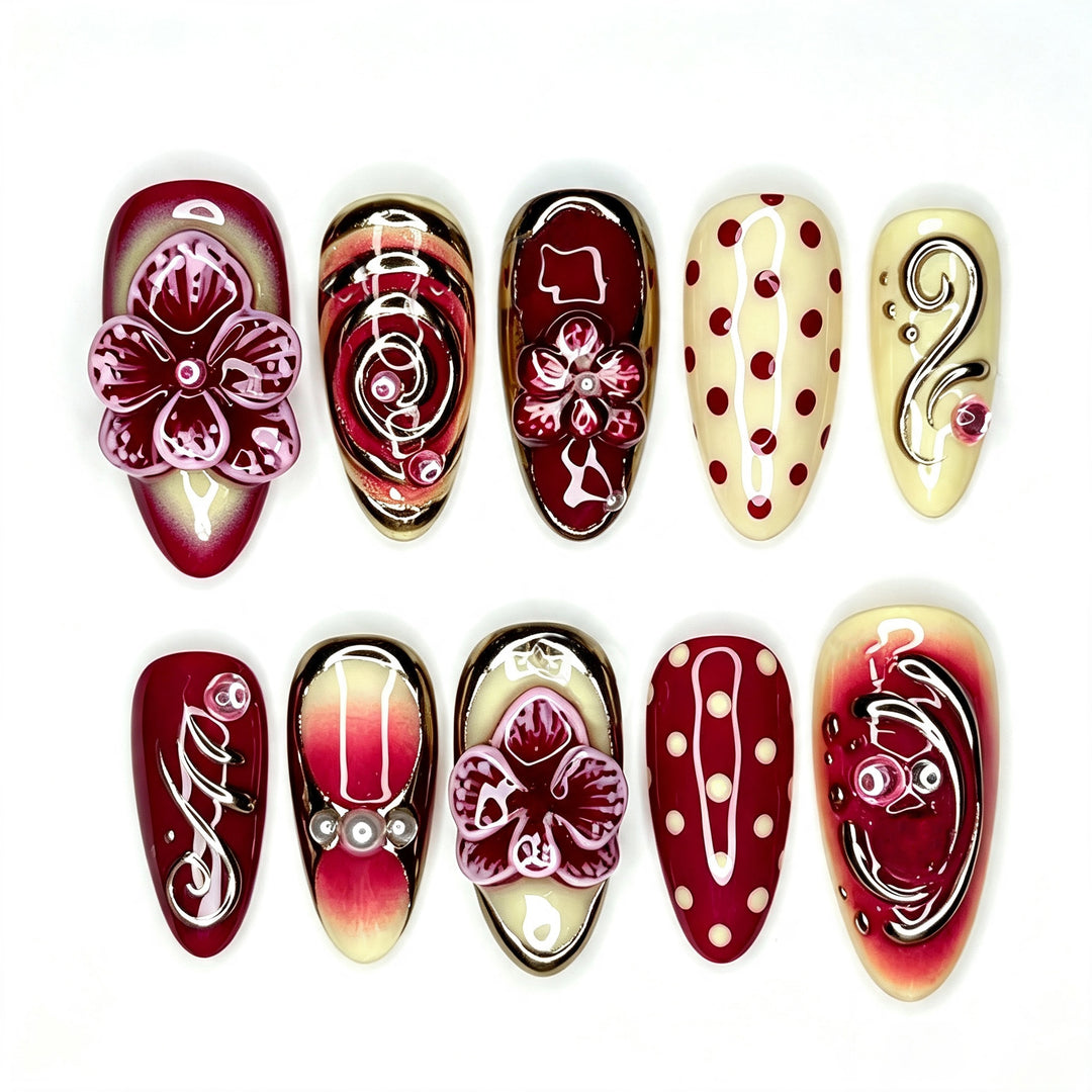 Decorative Floral 3D Press-On Nail Art Stornfield