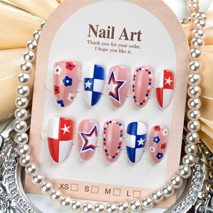 Thematic Star and Stripe Press-On Nails