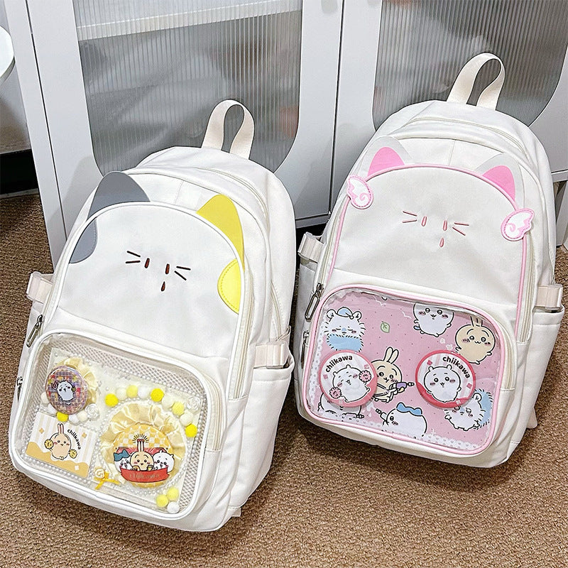 Playful Cat-Ear Graphic Backpack Stornfield