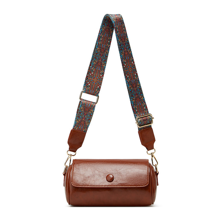 Stylish Round Leather Crossbody Bag